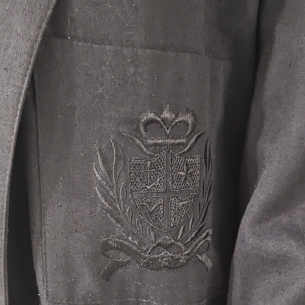 David Benjamin Vintage Black Embroidered Crest Blazer M Made in USA - Picture 2 of 6